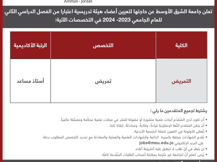 اعلان شواغر هيئة تدريس 19 نوفمبر